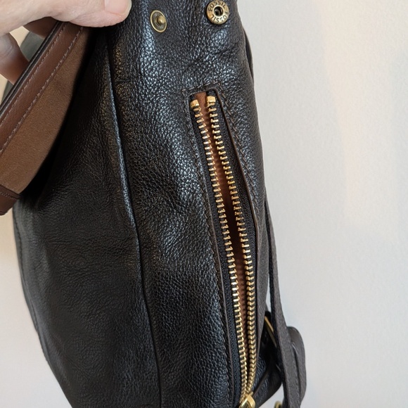 Fossil Claire Pebbled Leather Backpack SHB1932 Black Brass hardware main image 10